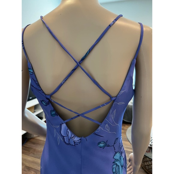 Steppin Out Floral Slip Maxi Dress Size 7/8 Periwinkle Sheer Strappy 90s - Picture 4 of 8